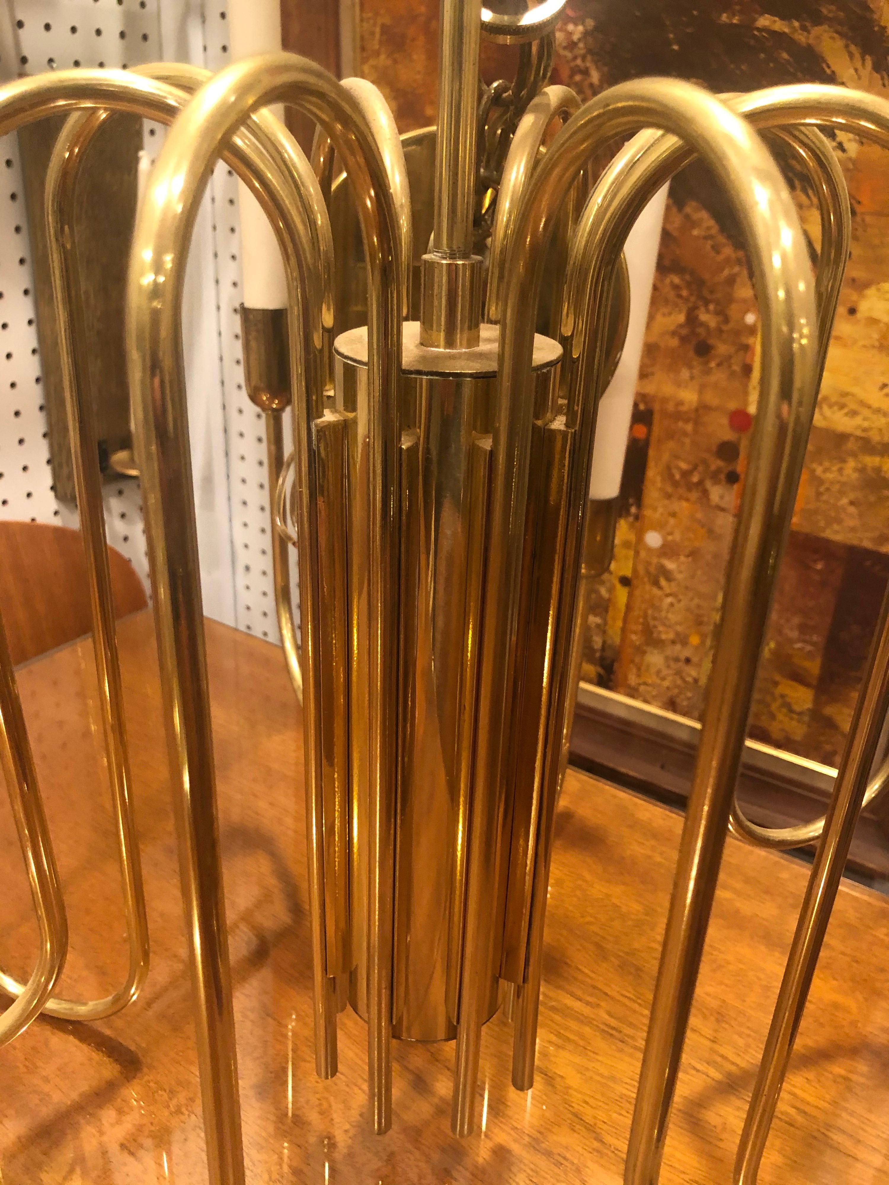 Mid-Century Modern Brass Chandelier Attributed to Tommi Parzinger For Sale 2
