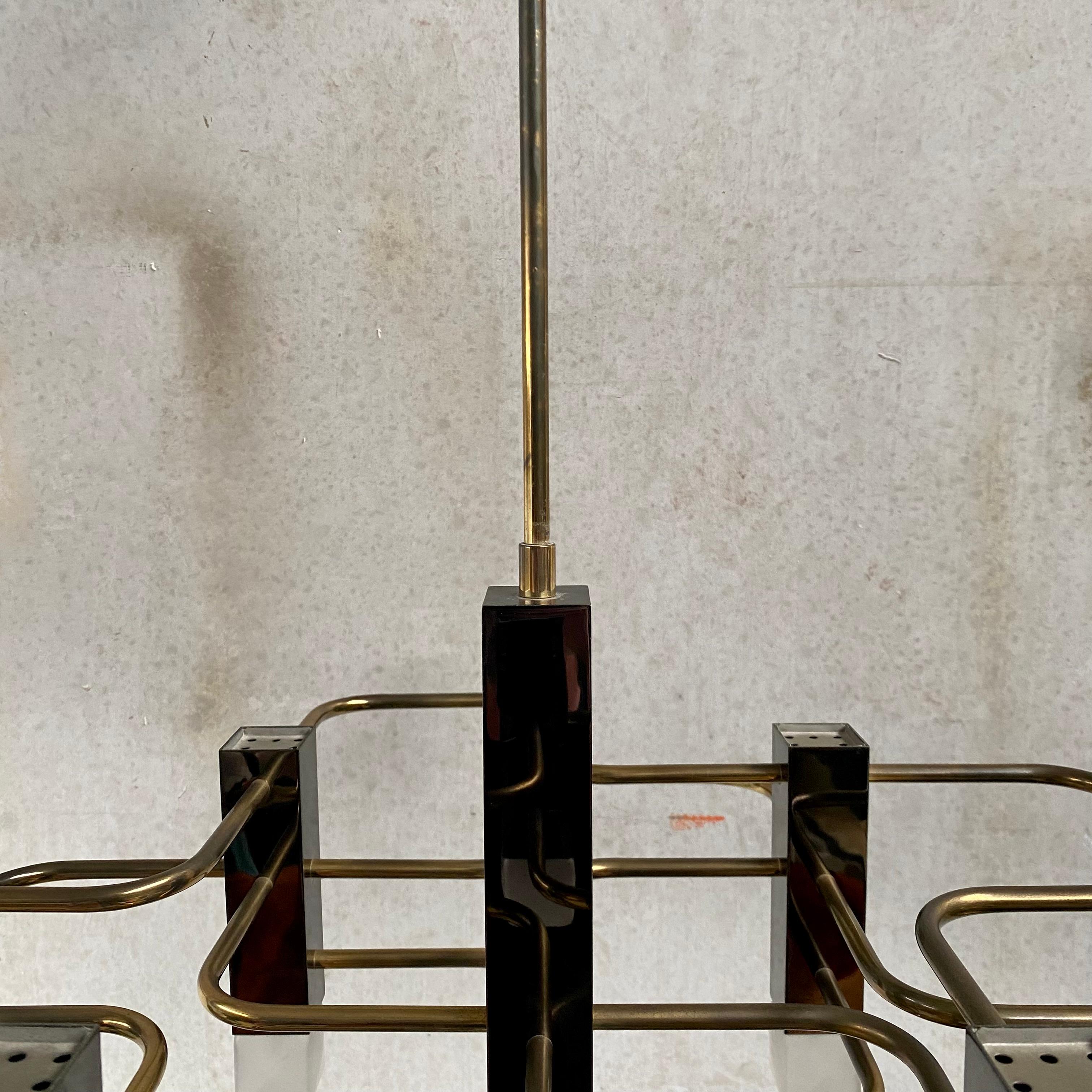 Mid-Century Modern Brass Chandelier By Gaetano Sciolari For S.A. Boulanger 1970 7