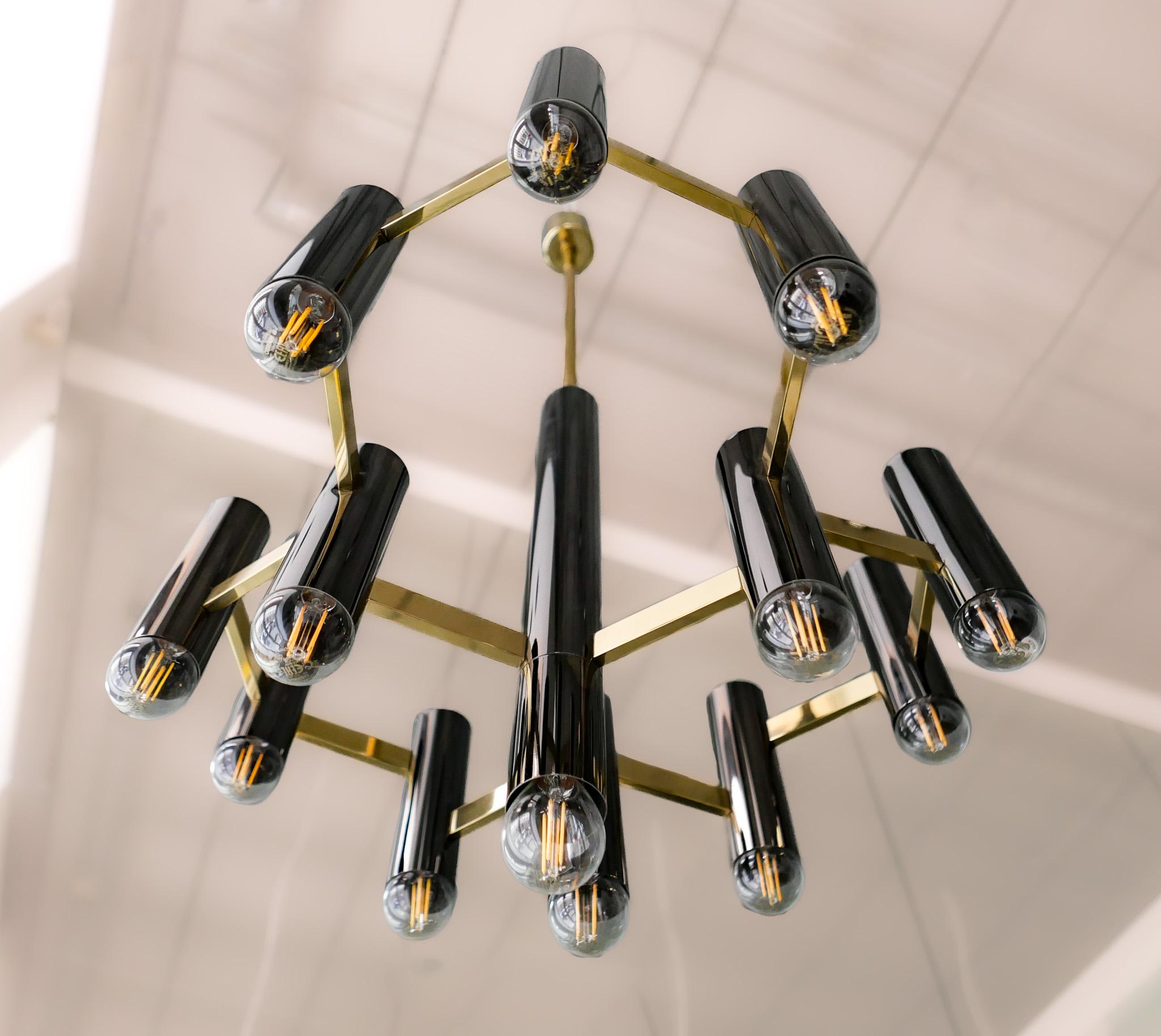 Mid-Century Modern Brass Chandelier by Gaetano Sciolari, Italy, 1970s For Sale 6