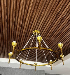 Mid-Century Modern Brass Chandelier