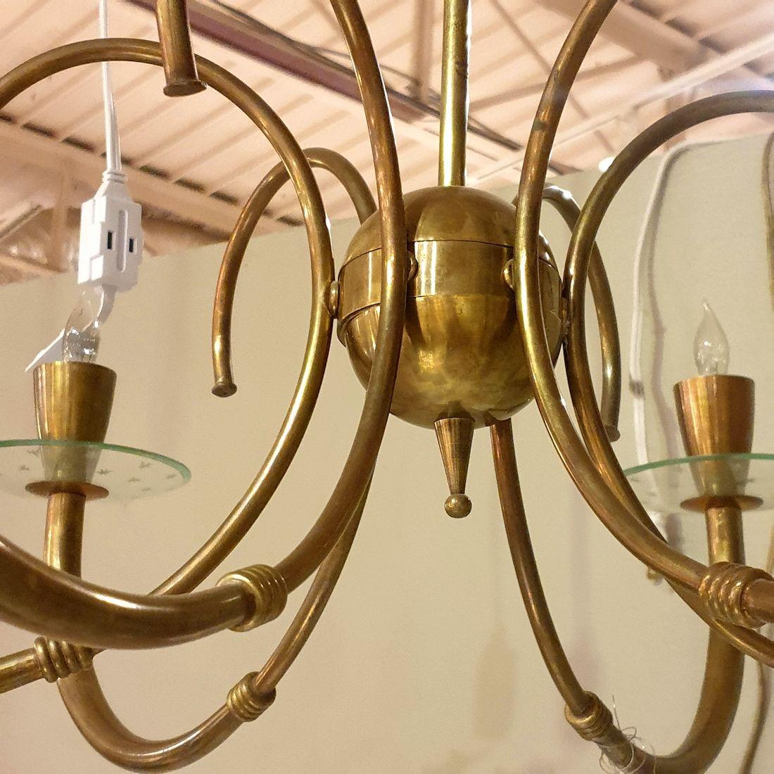Mid-20th Century Mid Century brass chandelier, Italy For Sale