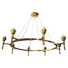 Mid-Century Modern Brass Chandelier