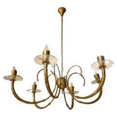 Vintage Mid Century brass chandelier, Italy