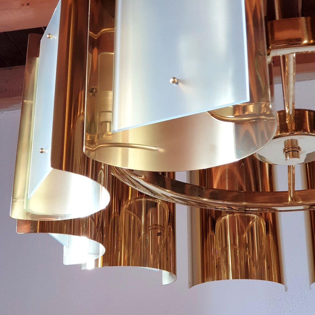 Lampadario in ottone del Mid Century Modern, Italia in vendita 2