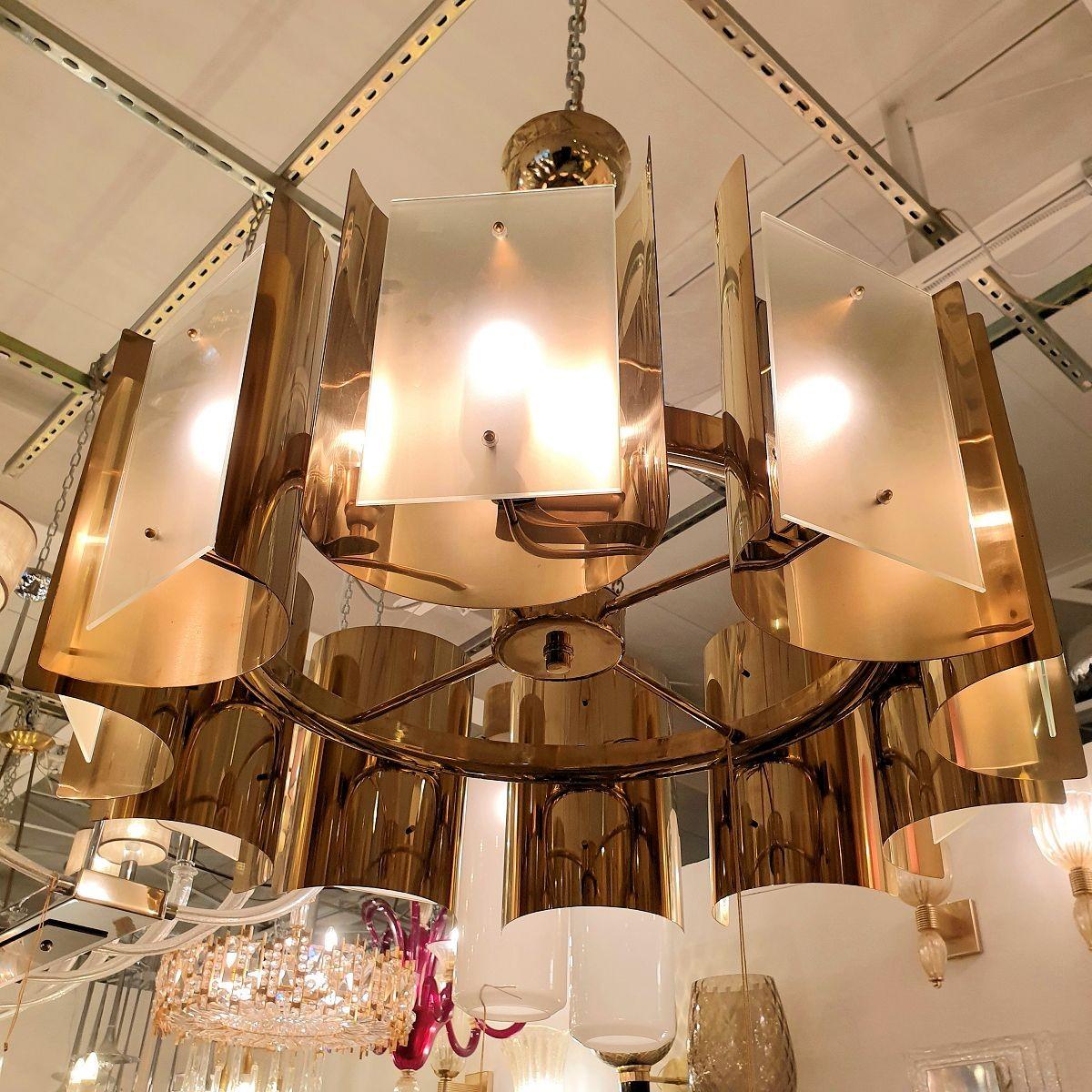 Fine XX secolo Lampadario in ottone del Mid Century Modern, Italia in vendita