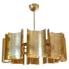 Mid Century Modern brass chandelier, Italy