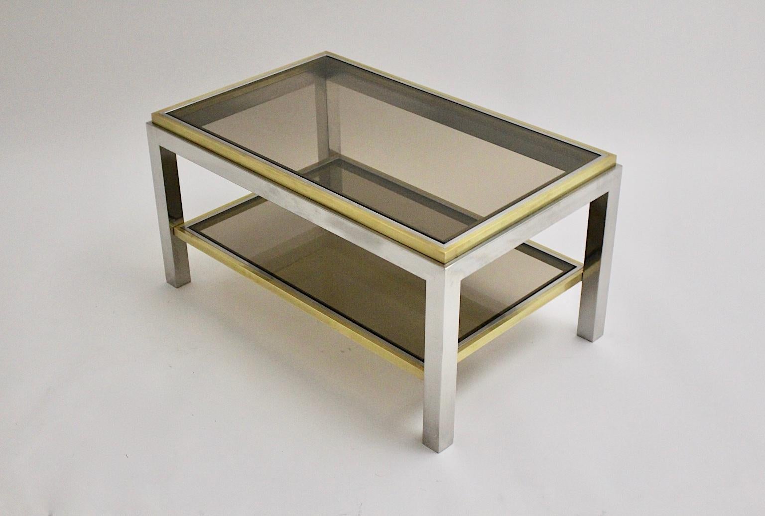 Mid-Century Modern Brass Chrome Coffee Table by Willy Rizzo Signed 1970s Italy For Sale 6