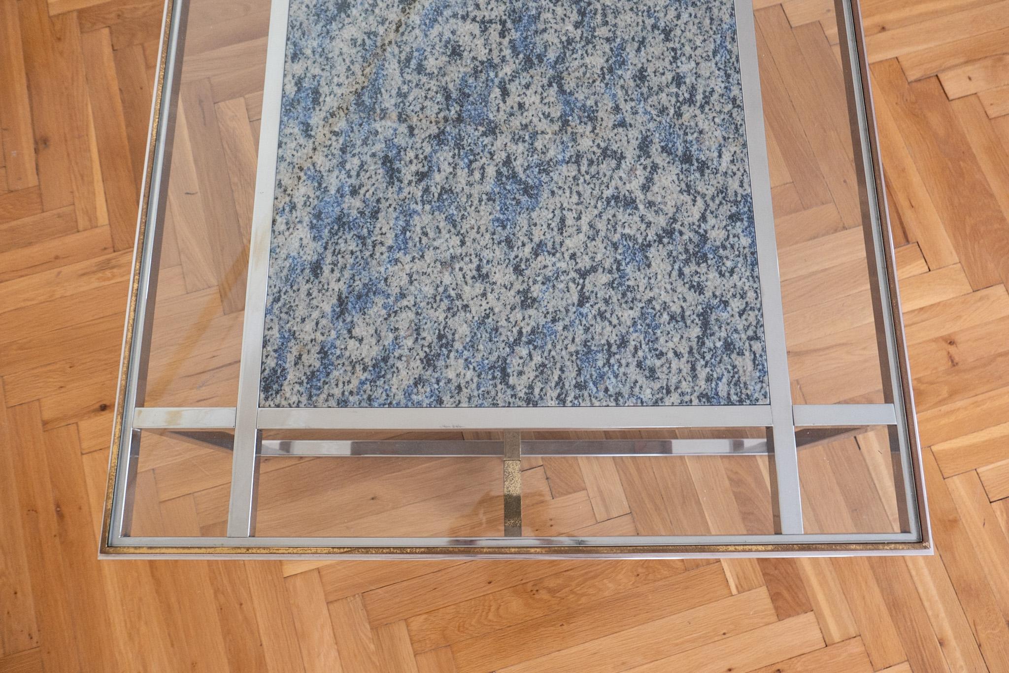 Table basse en laiton chromé et marbre, Italie, années 1970 en vente 8