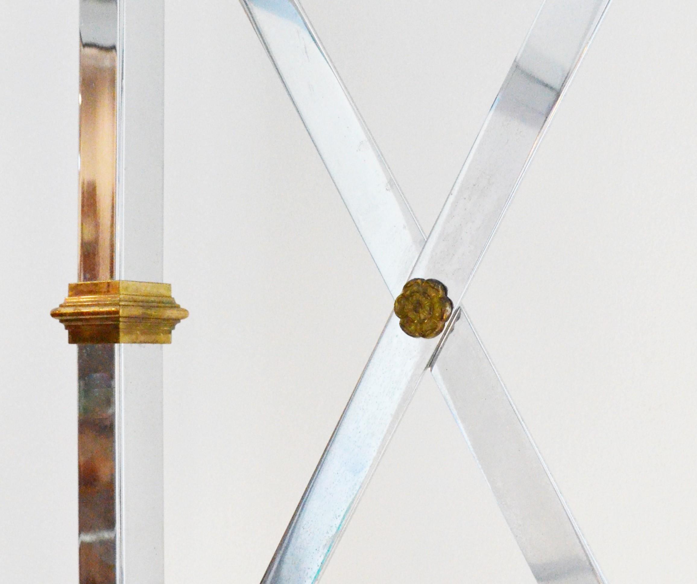 Mid-Century Modern Brass, Chrome and Glass Shelf Regency Style Étagère 1
