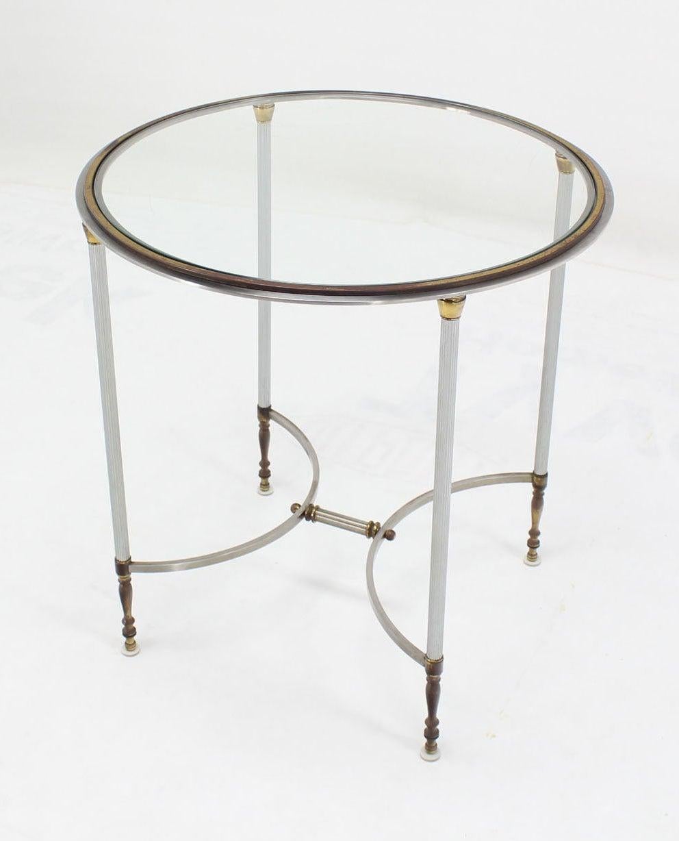 Mid-Century Modern Mid Century Modern Brass & Chrome Gueridon Round Side End Lamp Table Stand MINT! For Sale