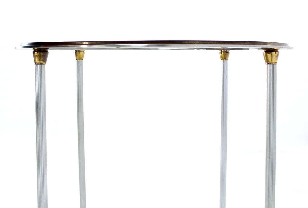 Mid Century Modern Brass & Chrome Gueridon Round Side End Lamp Table Stand MINT! In Good Condition For Sale In Rockaway, NJ