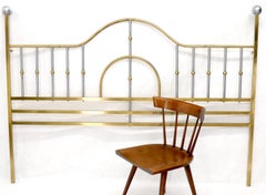 Mid-Century Modern Brass and Chrome King Size Headboard