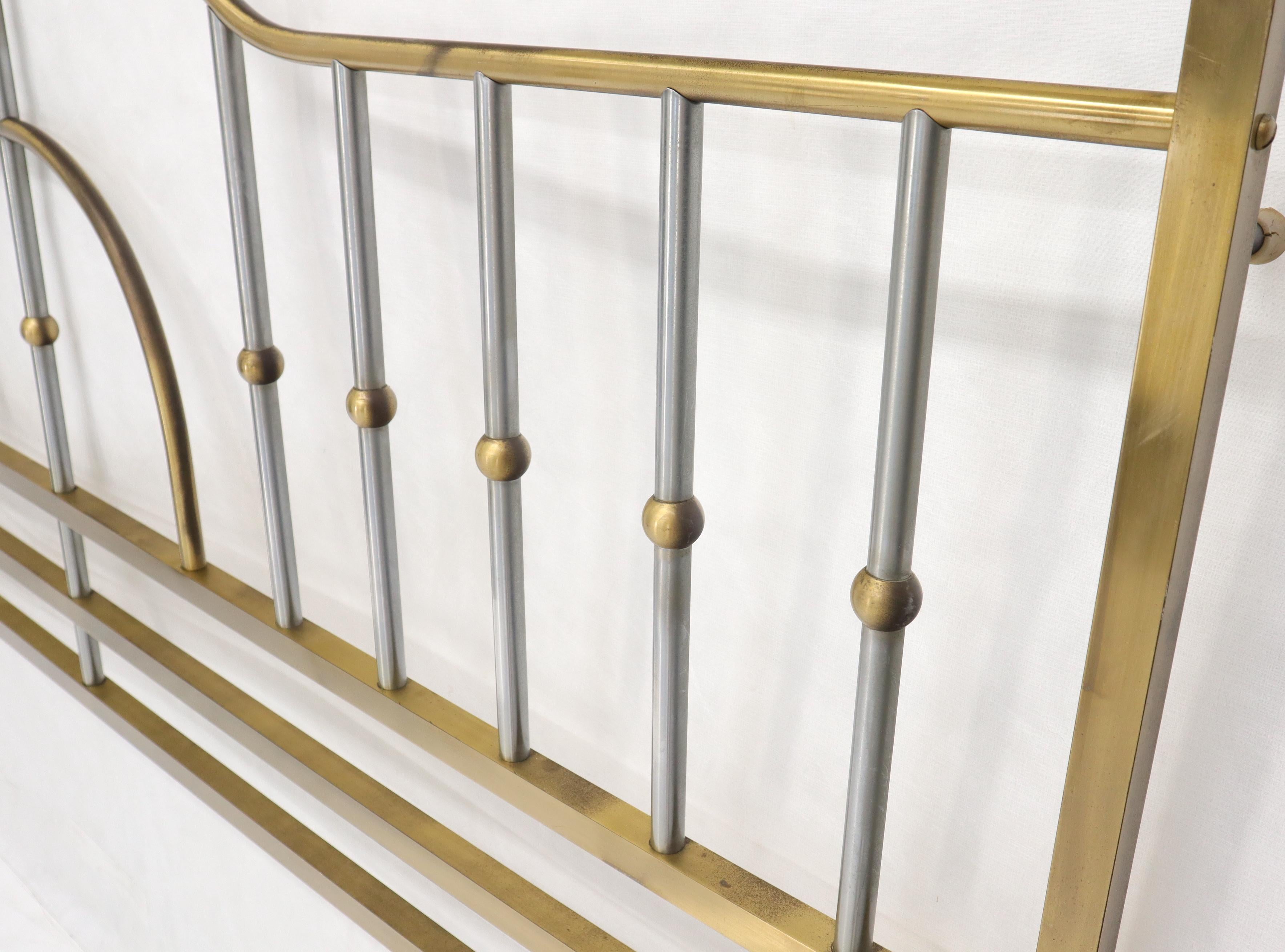 American Mid-Century Modern Brass and Chrome King Size Headboard For Sale