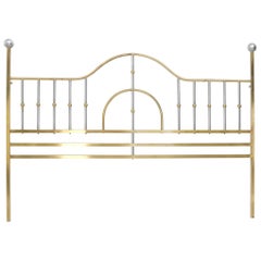 Vintage Mid-Century Modern Brass and Chrome King Size Headboard