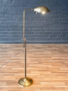 Mid-Century Modern Brass Clam Shell Adjustable Reading Floor Lamp