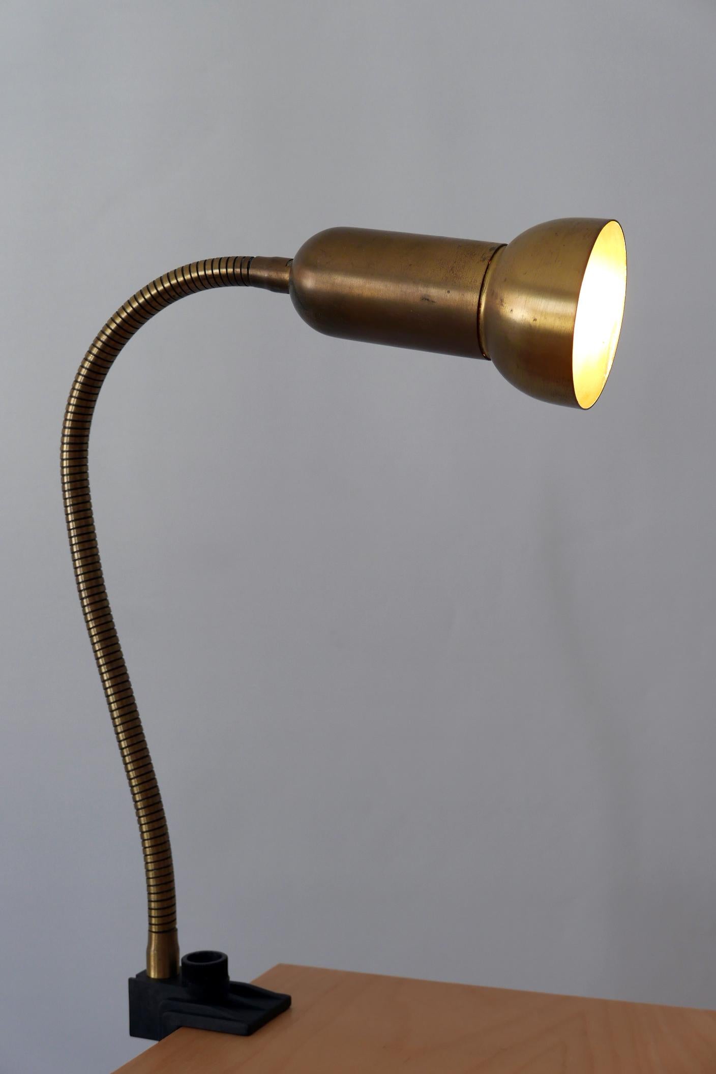 French Mid-Century Modern Brass Clamp Table Lamp by Gebrüder Cosack, 1970s, Germany