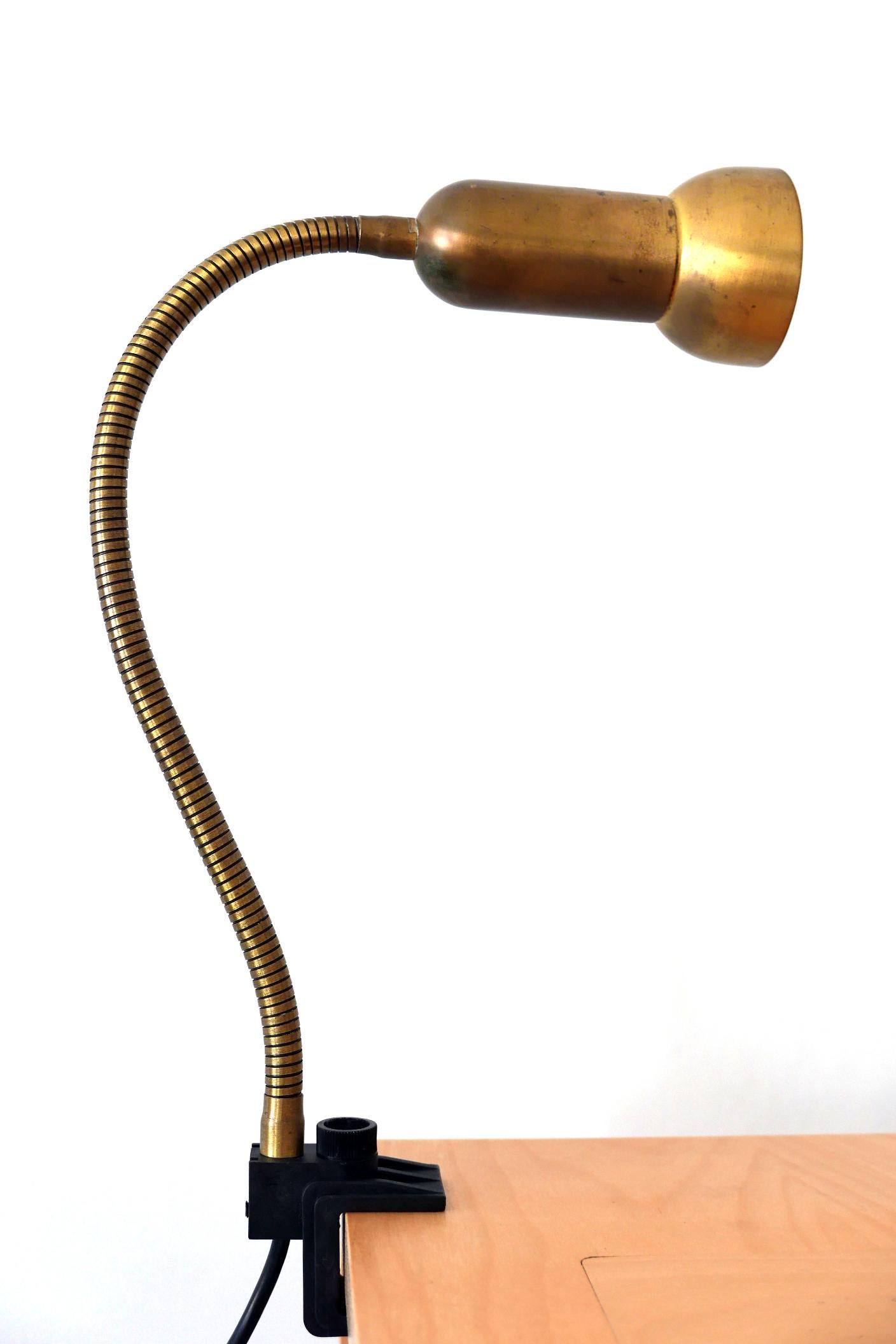Mid-Century Modern Brass Clamp Table Lamp by Gebrüder Cosack, 1970s, Germany 2