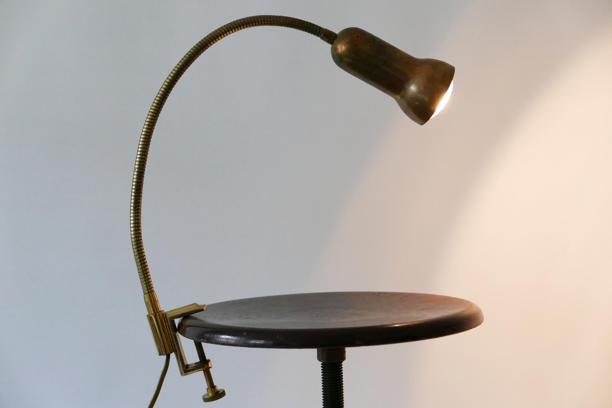 Mid-Century Modern Brass Clamp Table Lamp by Gebrüder Cosack, 1970s, Germany 3