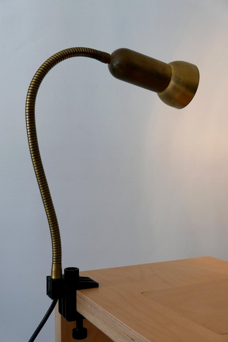Mid-Century Modern Brass Clamp Table Lamp by Gebrüder Cosack, 1970s ...