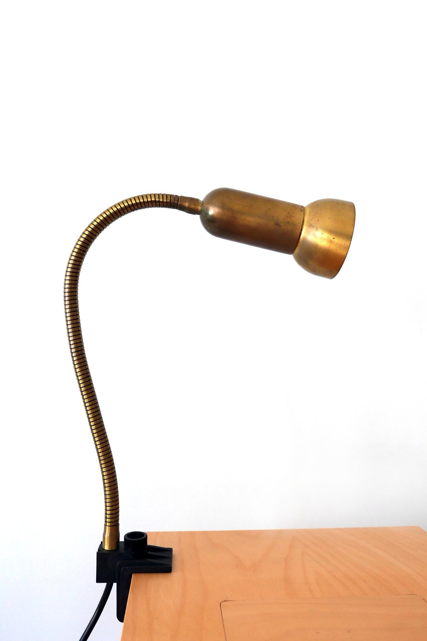 Mid-Century Modern Brass Clamp Table Lamp by Gebrüder Cosack, 1970s, Germany 4