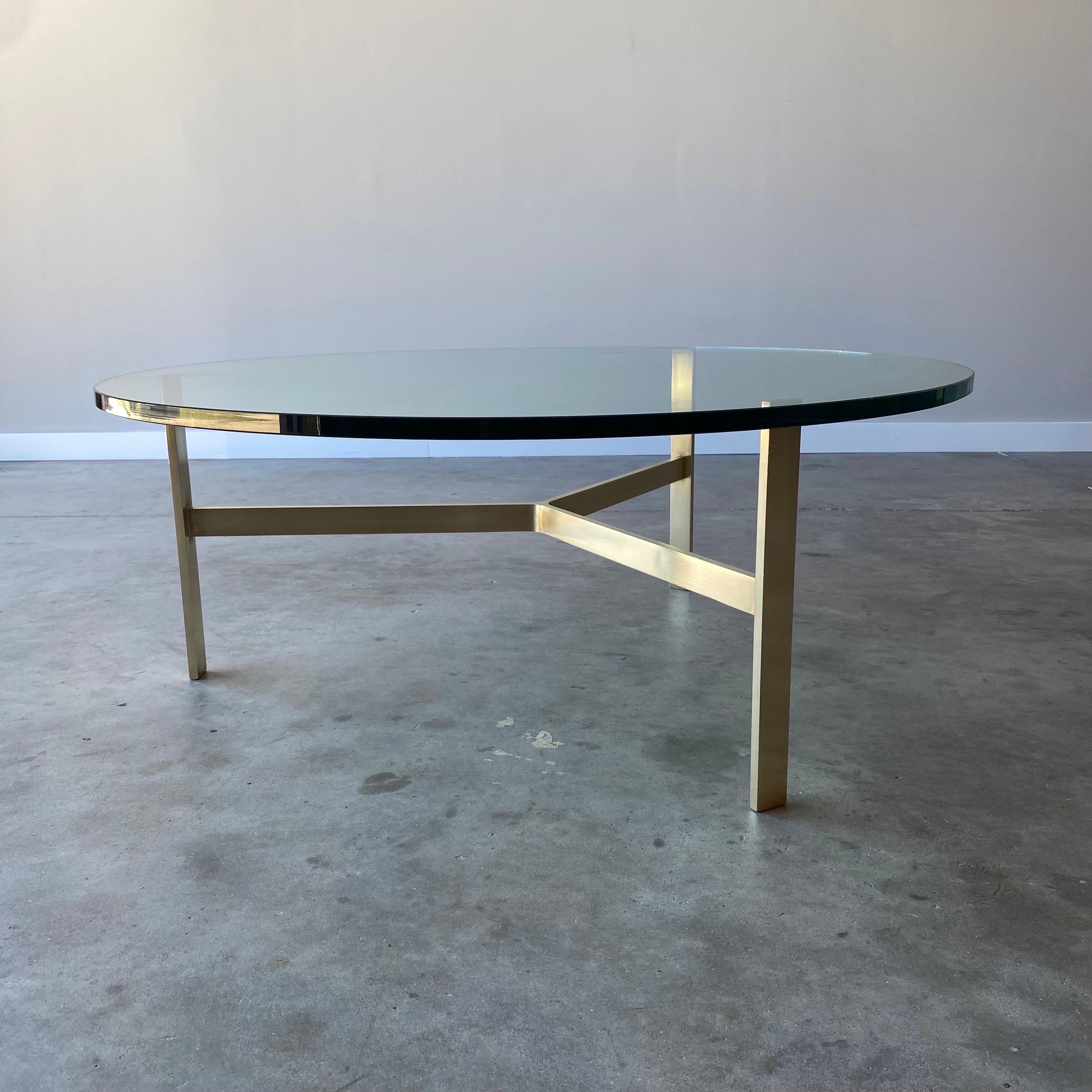 Mid Century Modern Brass Coffee Table In Good Condition For Sale In Raleigh, NC