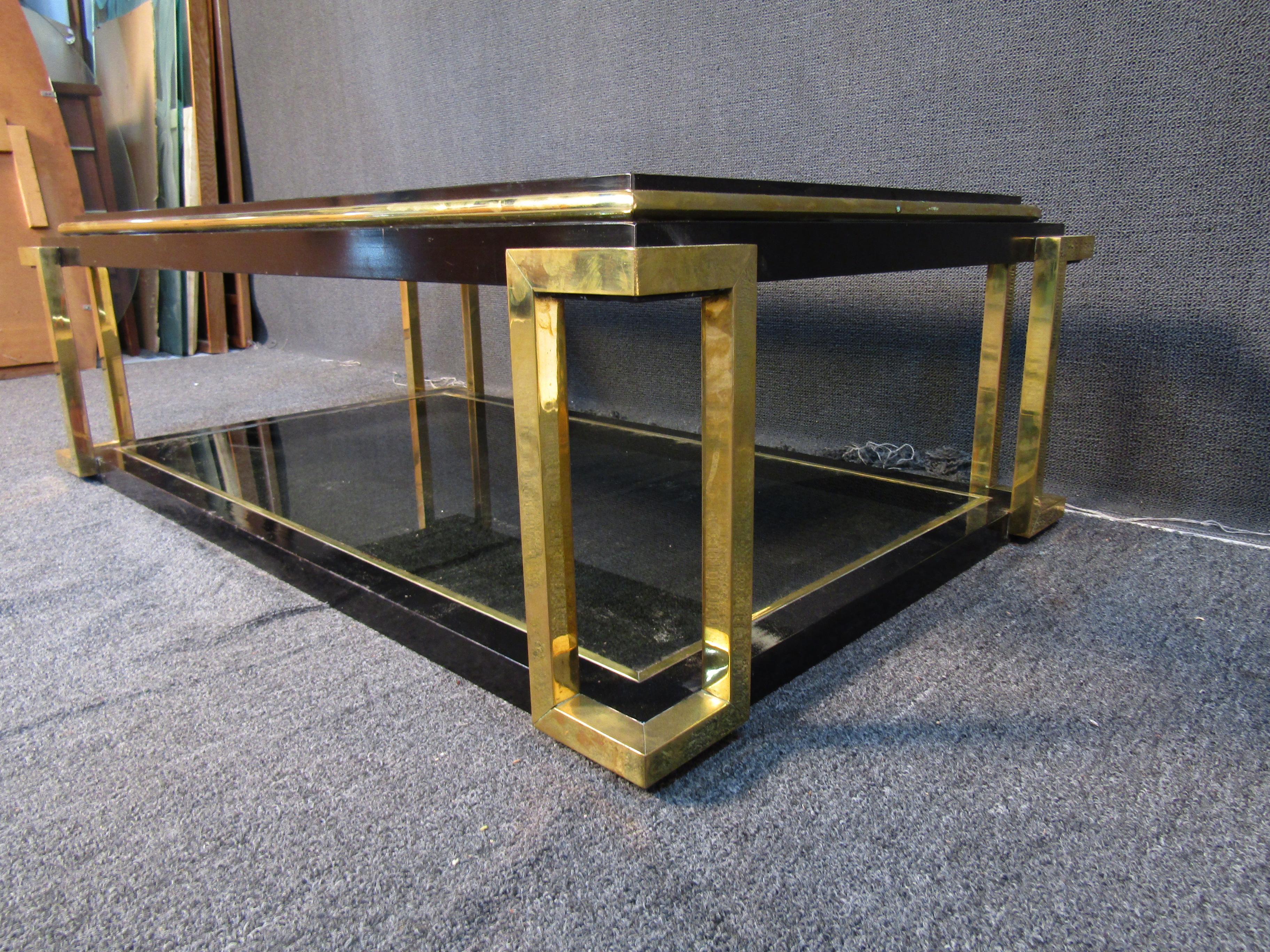 20th Century Mid-Century Modern Brass Coffee Table For Sale