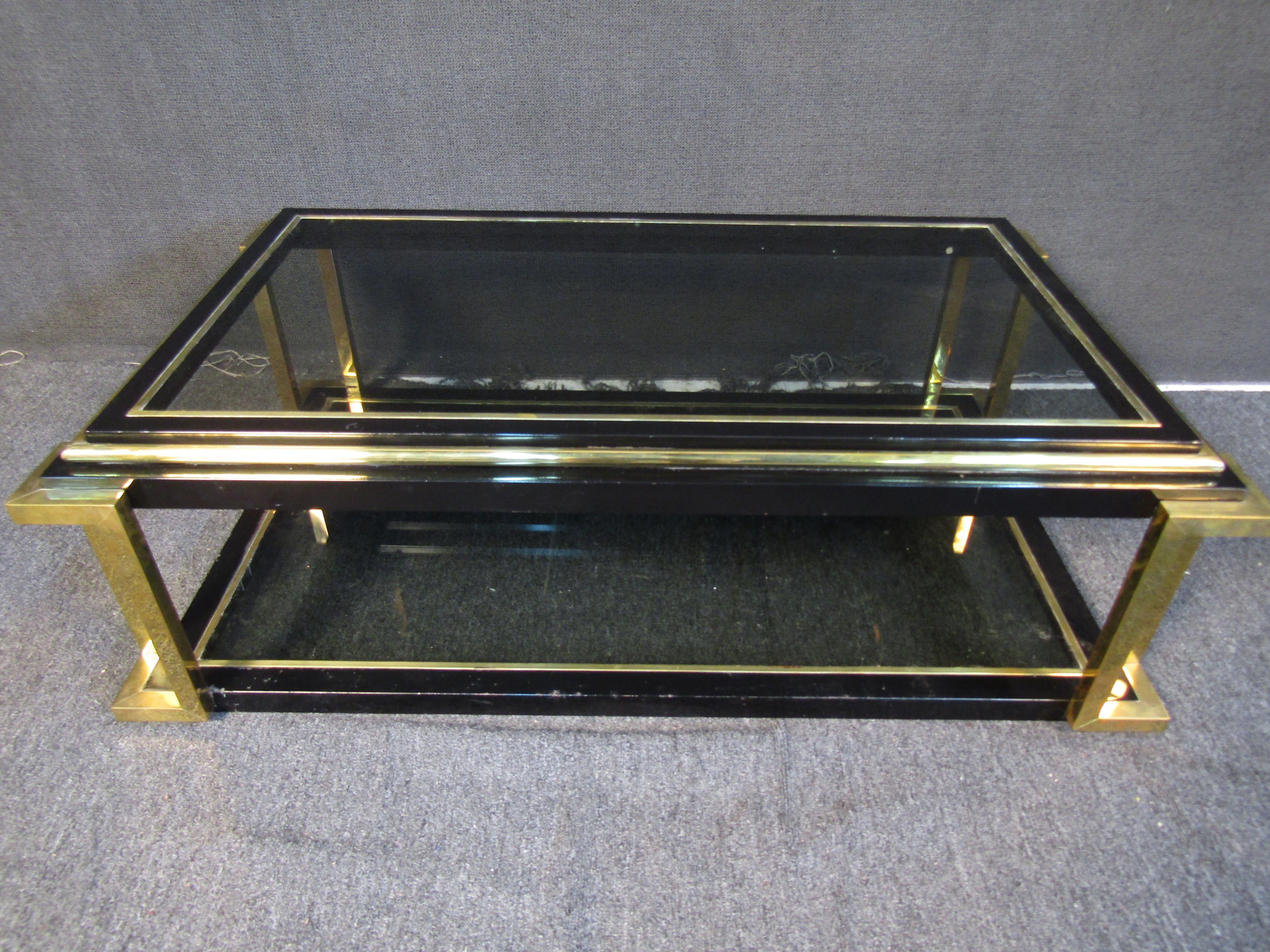 Mid-Century Modern Brass Coffee Table For Sale 5