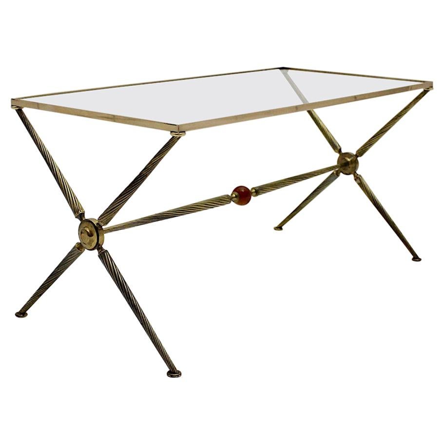 Mid-Century Modern Brass Coffee Table Maison Bagues Attributed, 1950, France For Sale