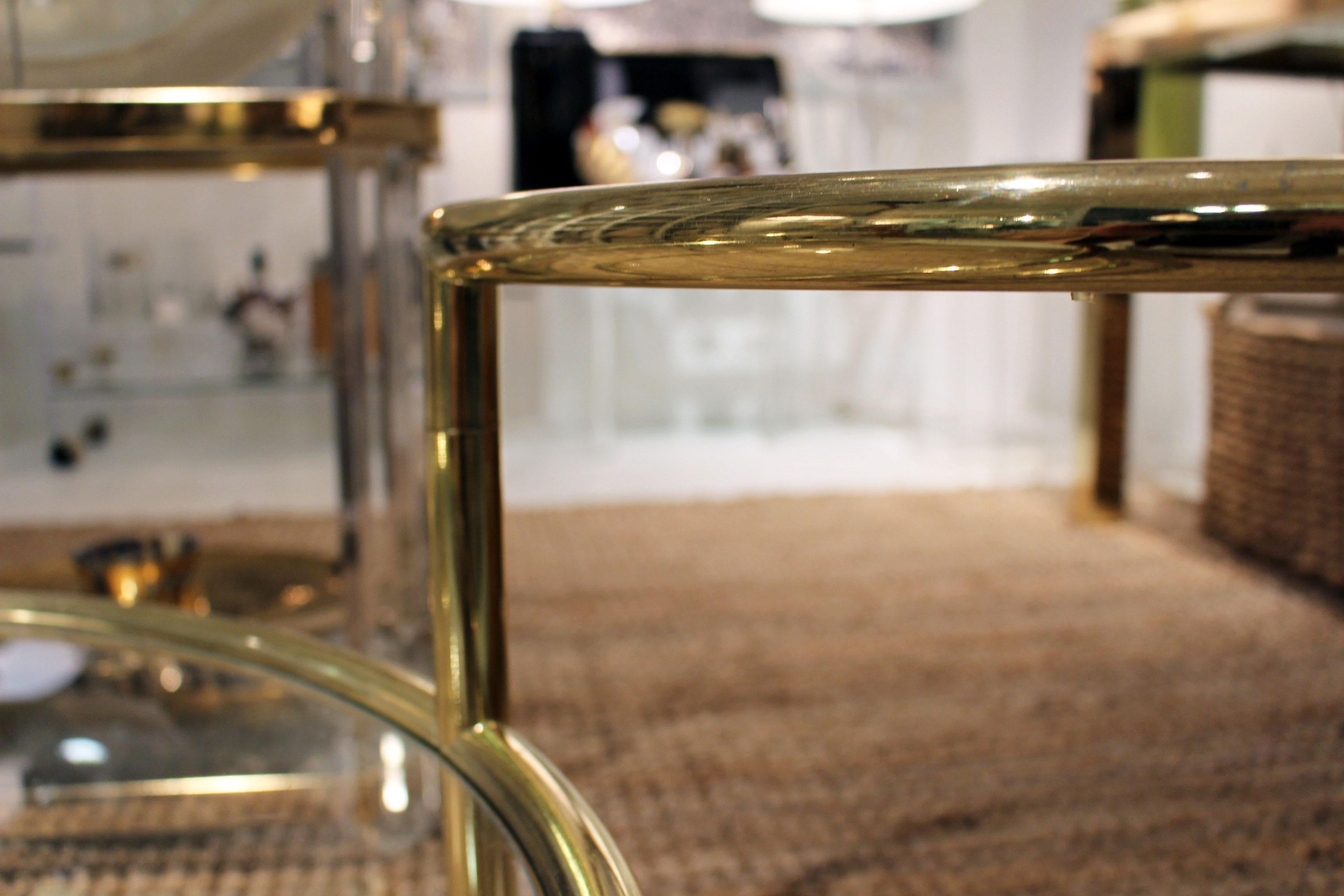 Mid-Century Modern Brass Coffee Table with Swivel Tiers For Sale 2