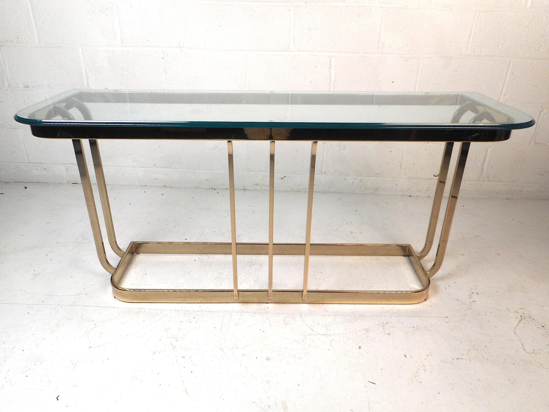 American Mid-Century Modern Brass Console Table