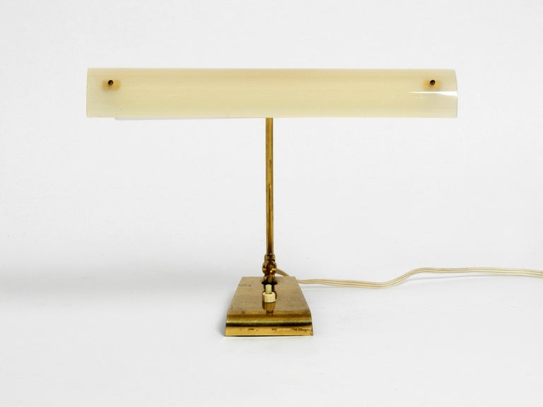 Mid-Century Modern Brass Desk Lamp with a Plexiglass Shade and Plug-in Bulb For Sale 2