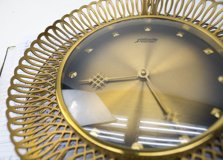 Clock Atlanta Mid-Century Modern Brass Double Frame Wall Clock by Atlanta Univers ...