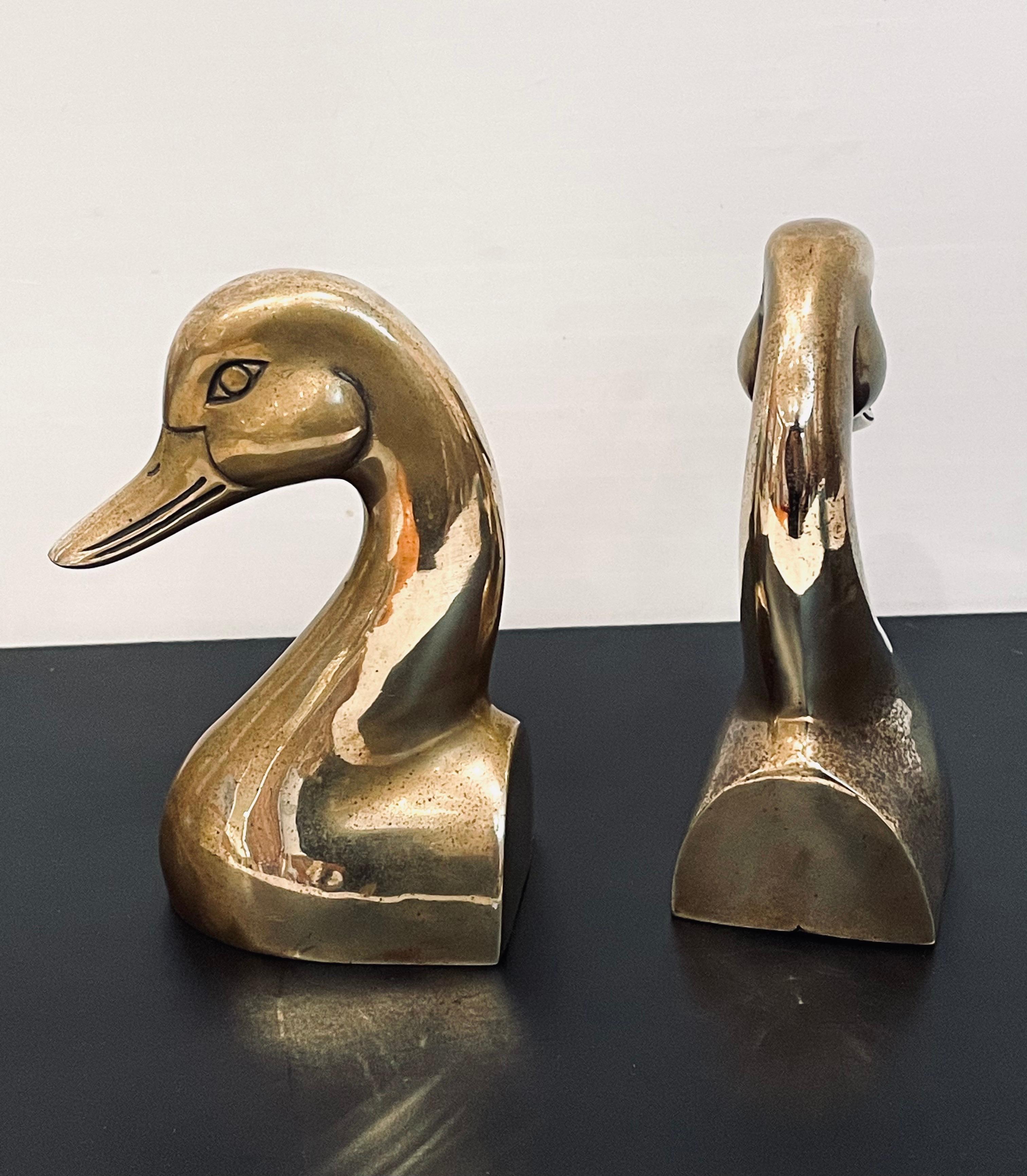 Mid-Century Modern Brass Duck Bookends In Good Condition In San Diego, CA