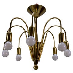 Mid-Century Modern Brass Eight-Light Sputnik Chandelier by TZ Leuchten, Germany