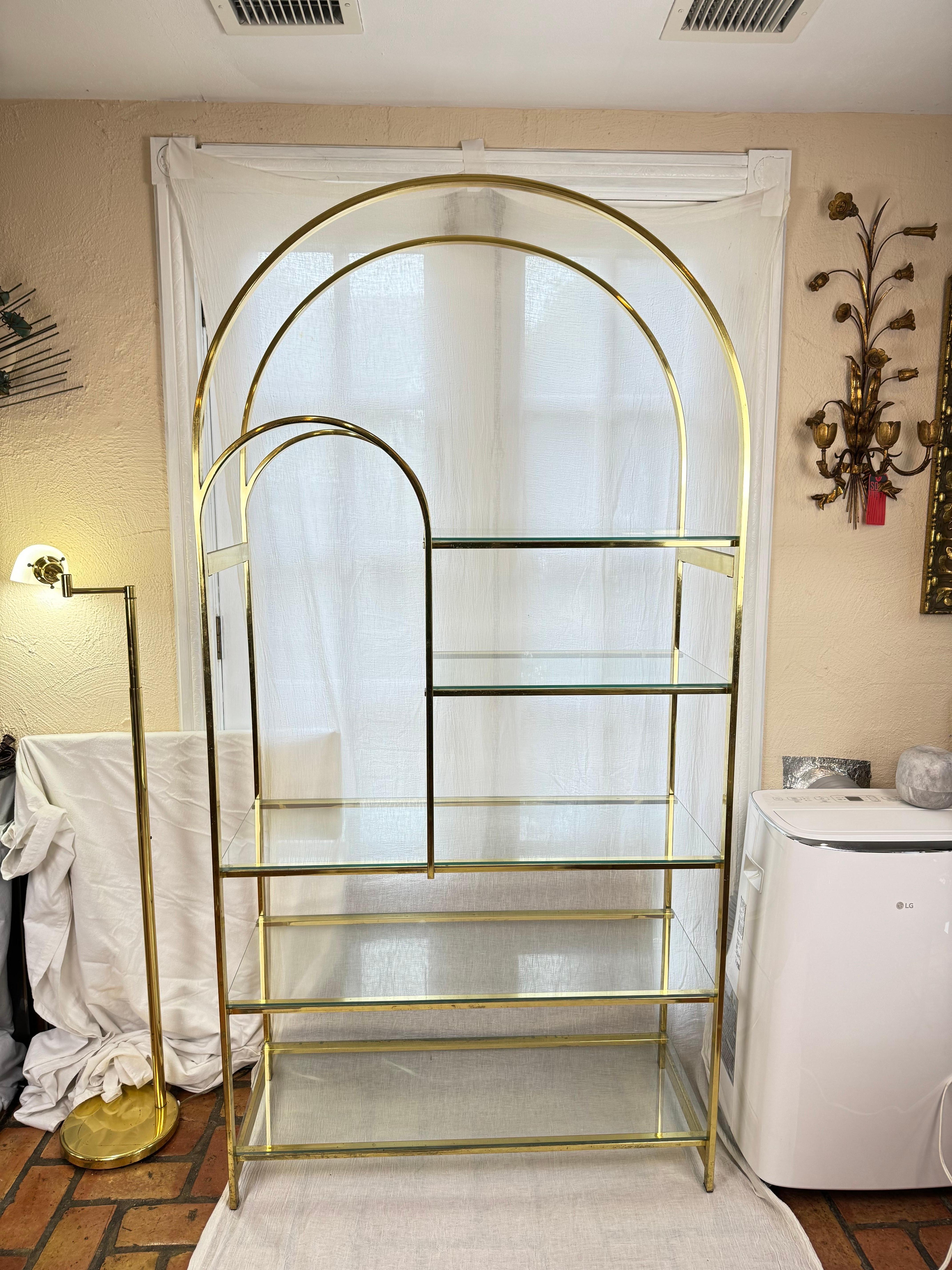 Mid Century Modern Brass Etagere In Good Condition For Sale In Redding, CT