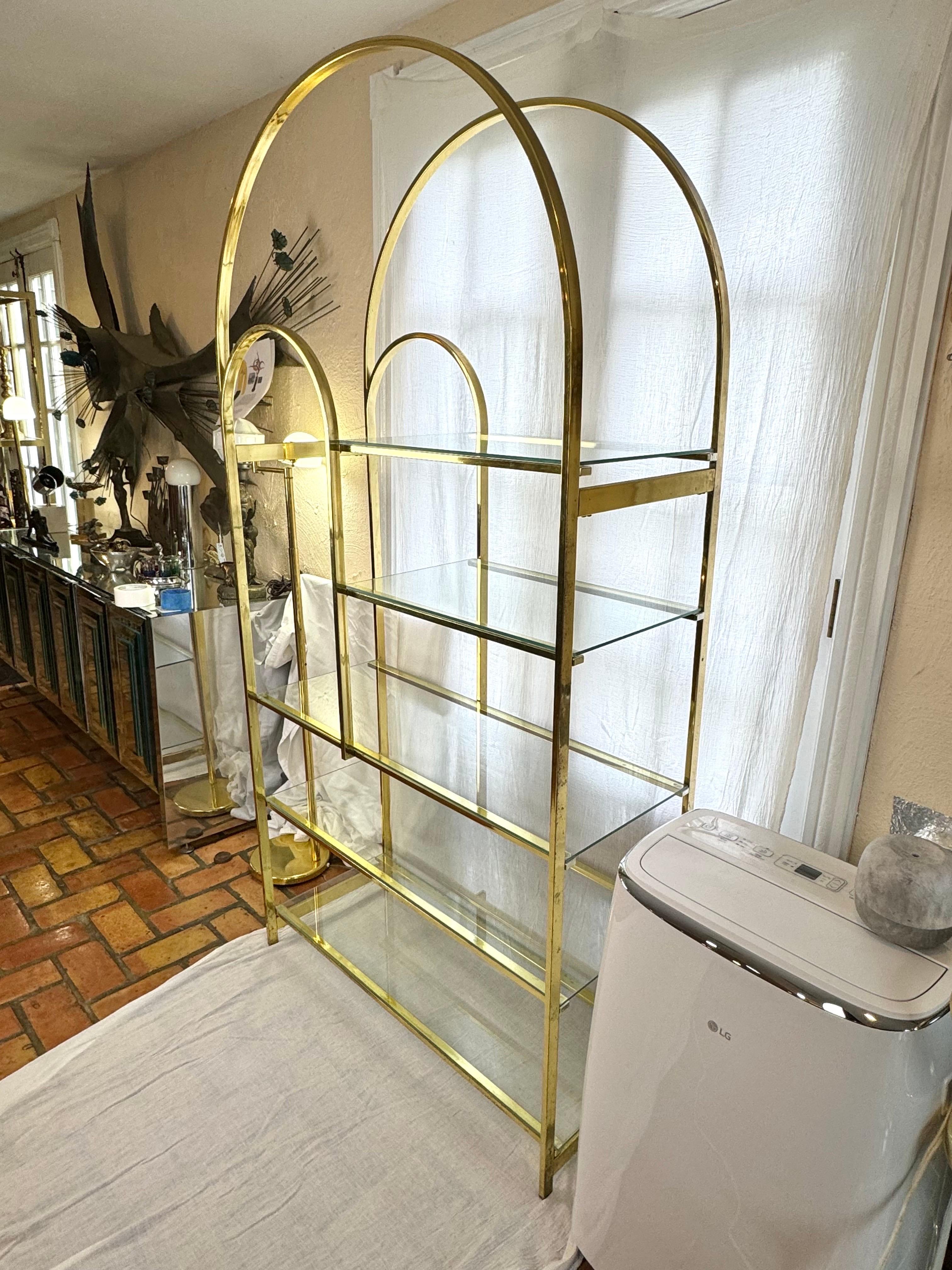 Late 20th Century Mid Century Modern Brass Etagere For Sale