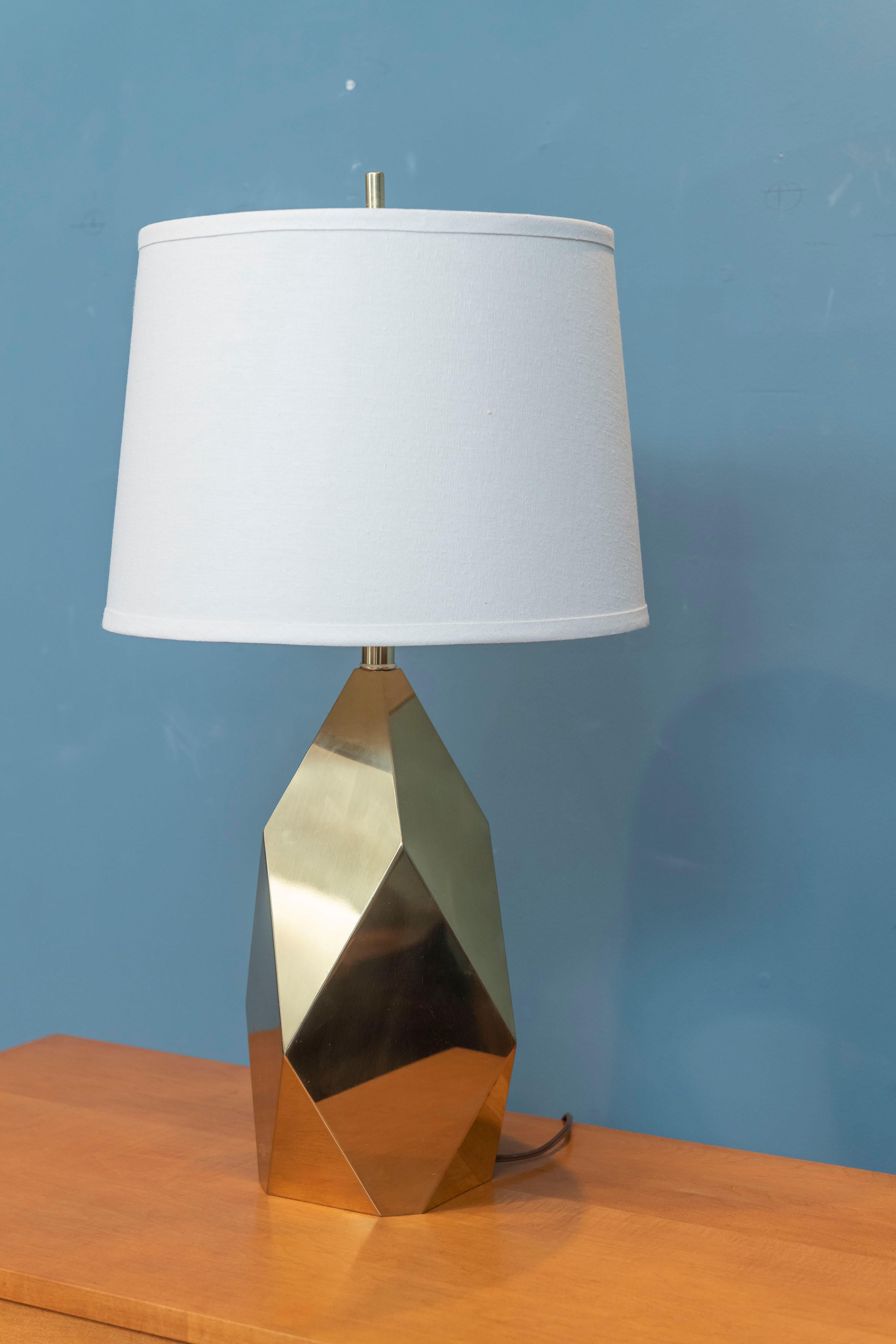 American Mid-Century Modern Brass Faceted Lamp