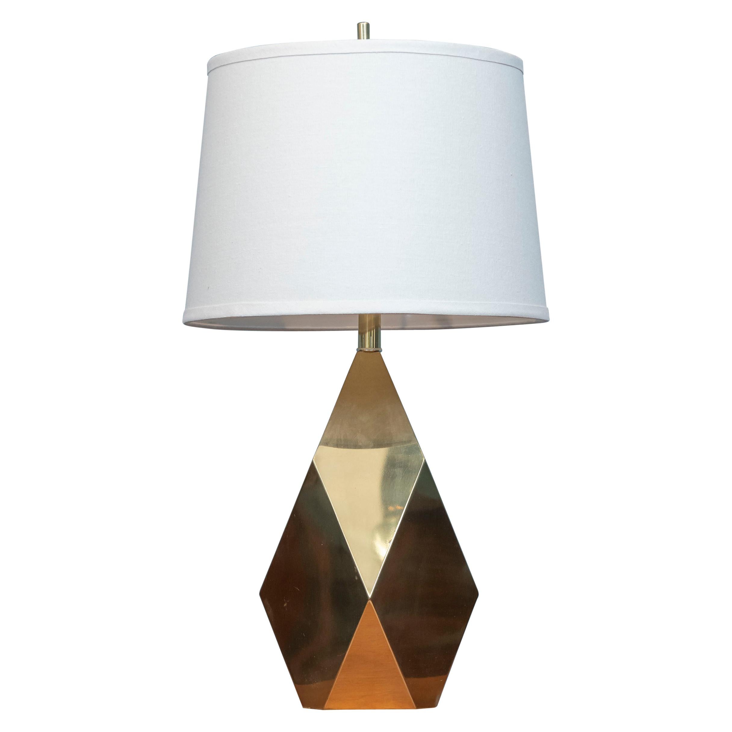 Mid-Century Modern Brass Faceted Lamp