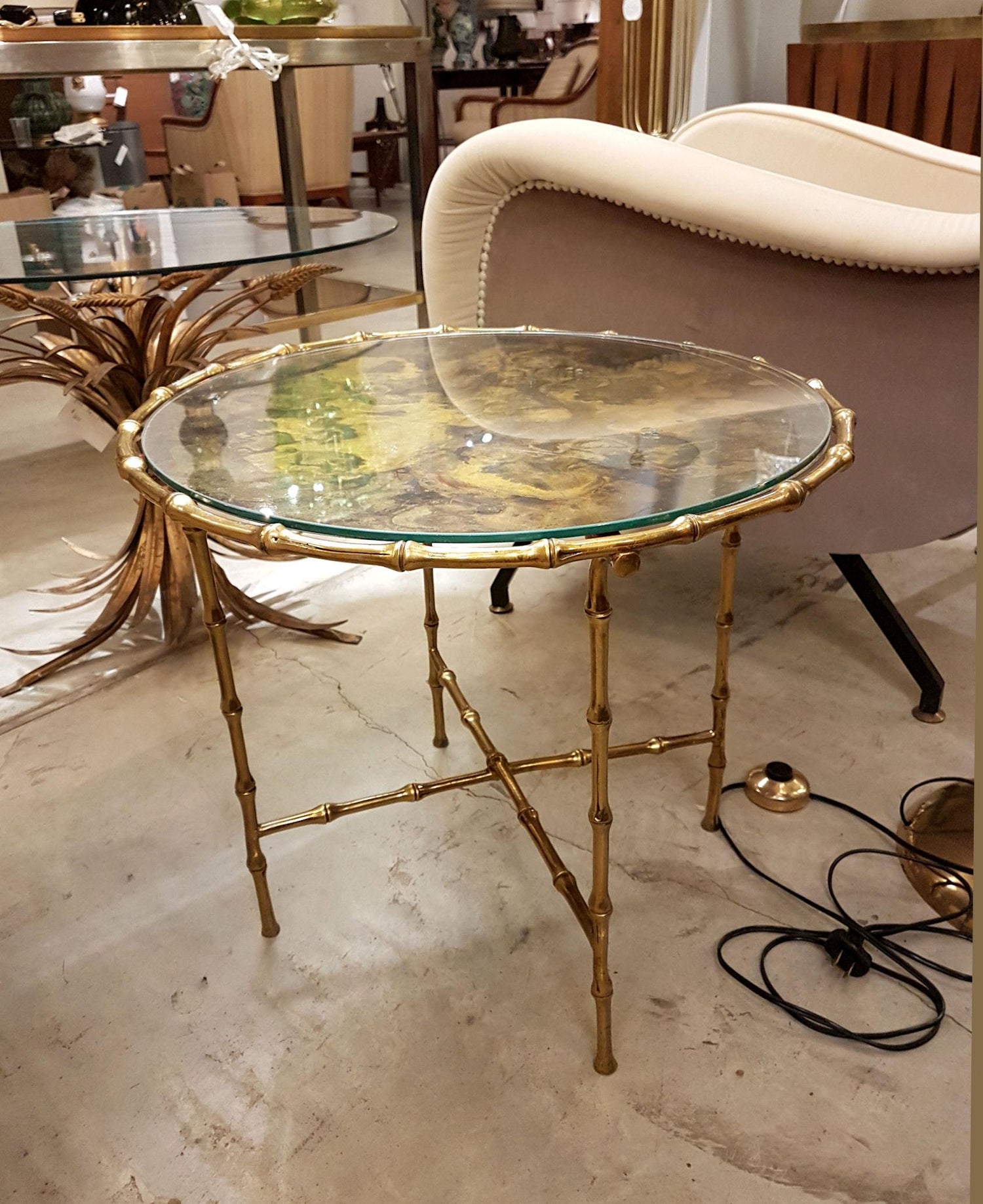 Mid Century Modern Brass Faux Bamboo Side Coffee Table Maison