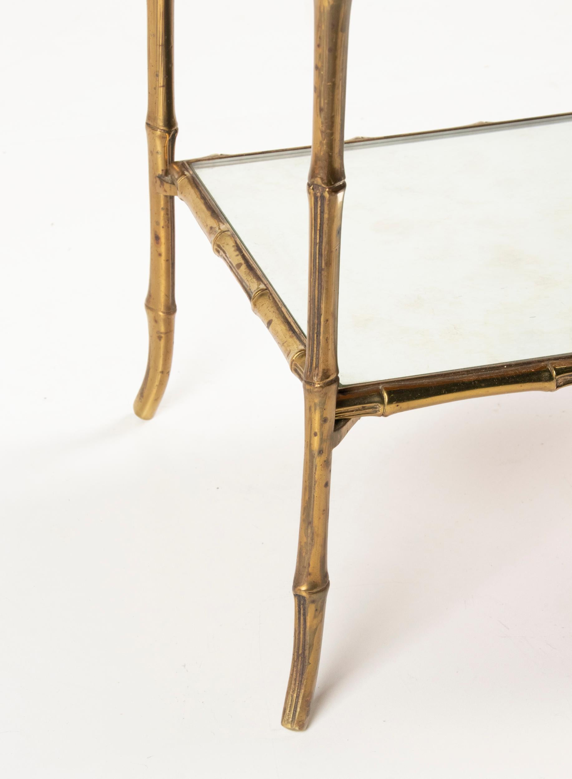 Mid-Century Modern Brass Faux Bamboo Side Table Maison Baguès 10