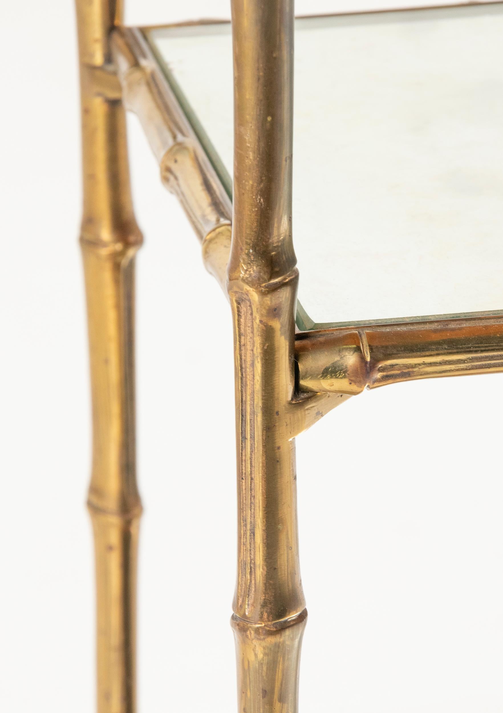 Mid-Century Modern Brass Faux Bamboo Side Table Maison Baguès 3