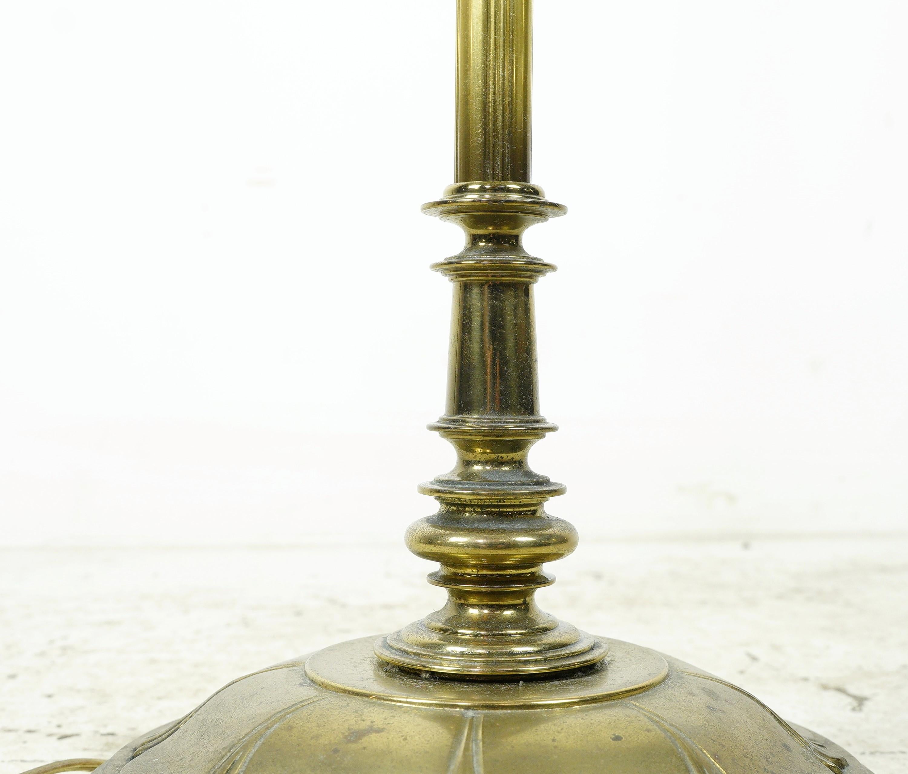 Mid-Century Modern Brass Finish Floor Lamp Glass Tabletop 5