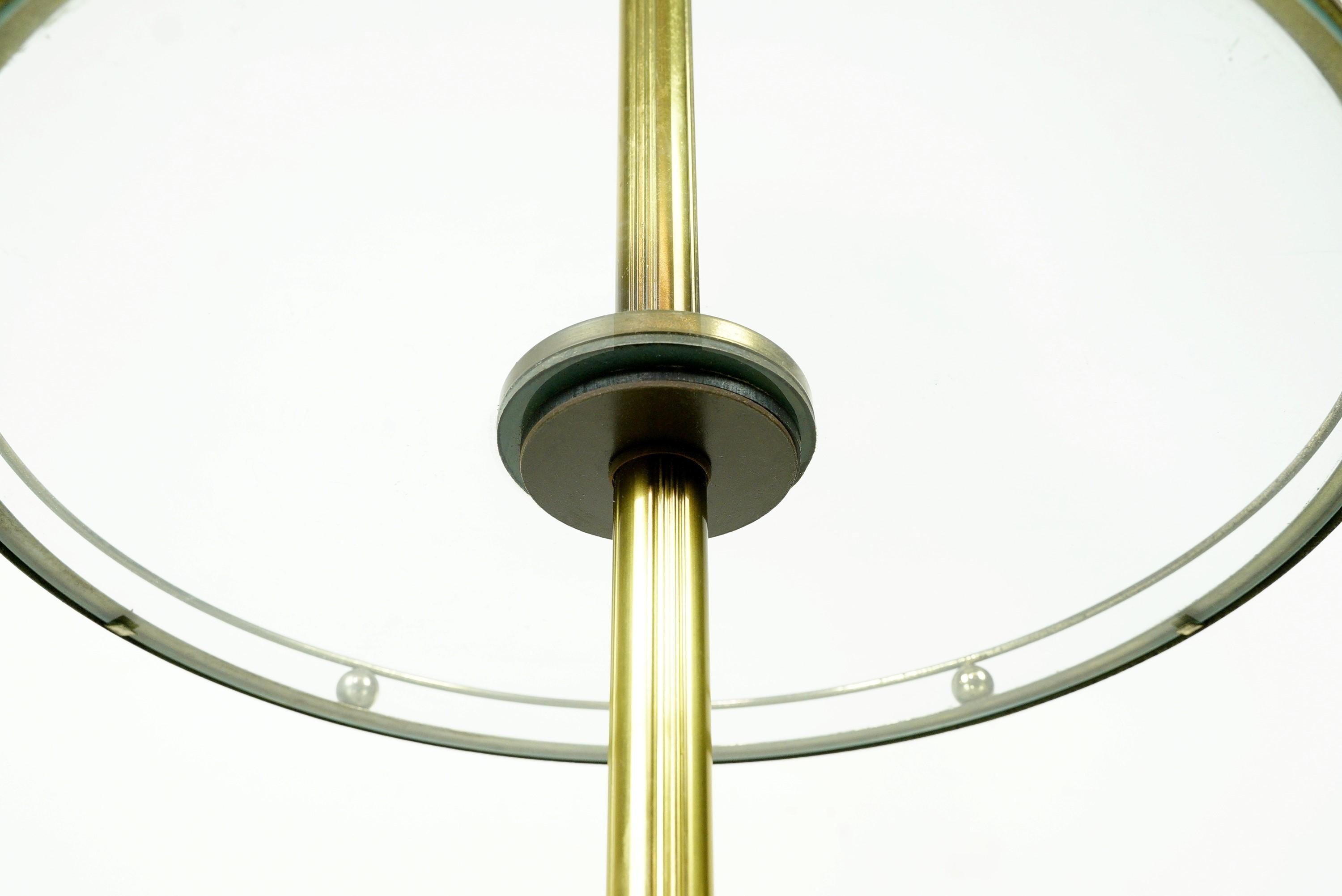 Mid-Century Modern Brass Finish Floor Lamp Glass Tabletop 6