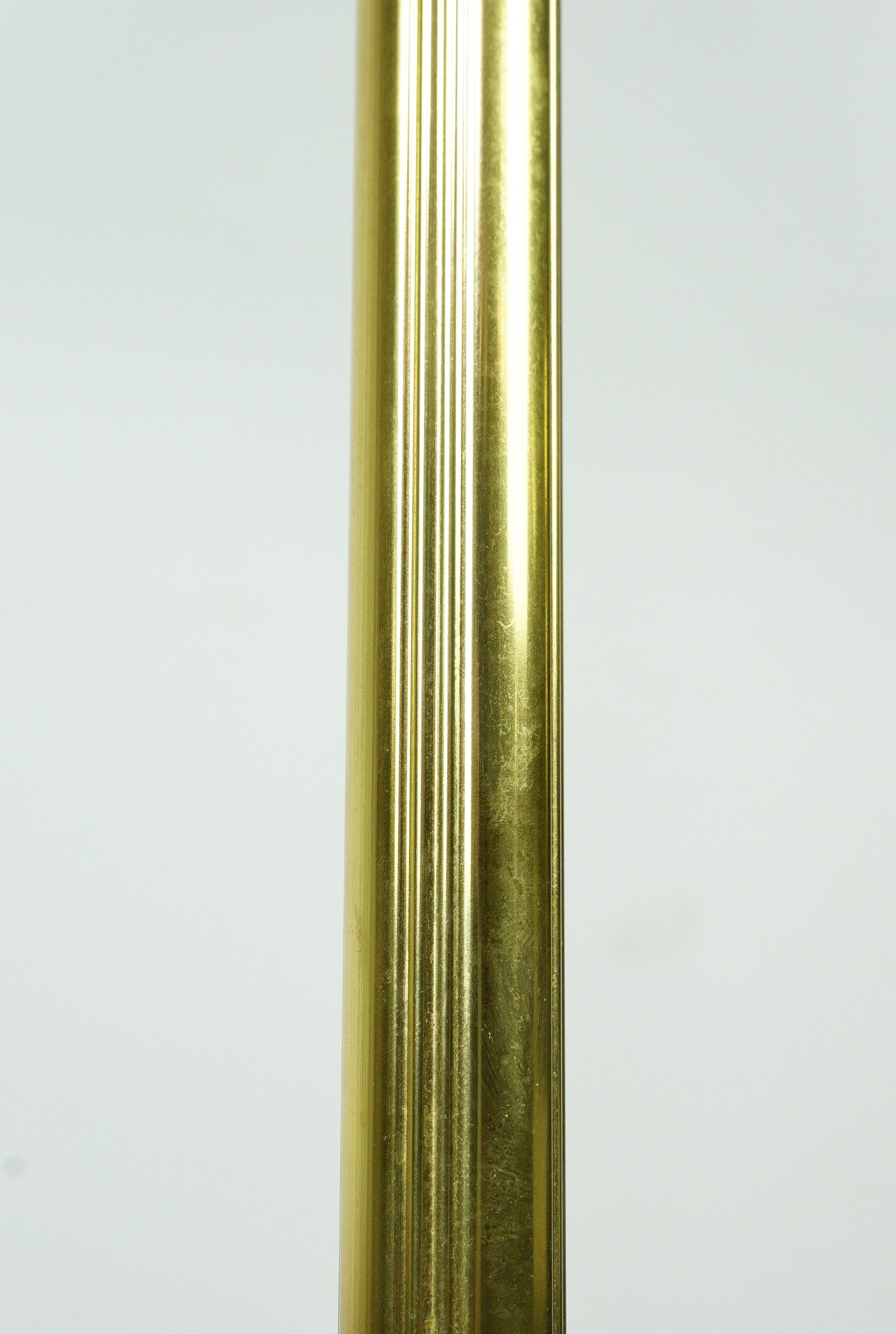 Mid-Century Modern Brass Finish Floor Lamp Glass Tabletop 7