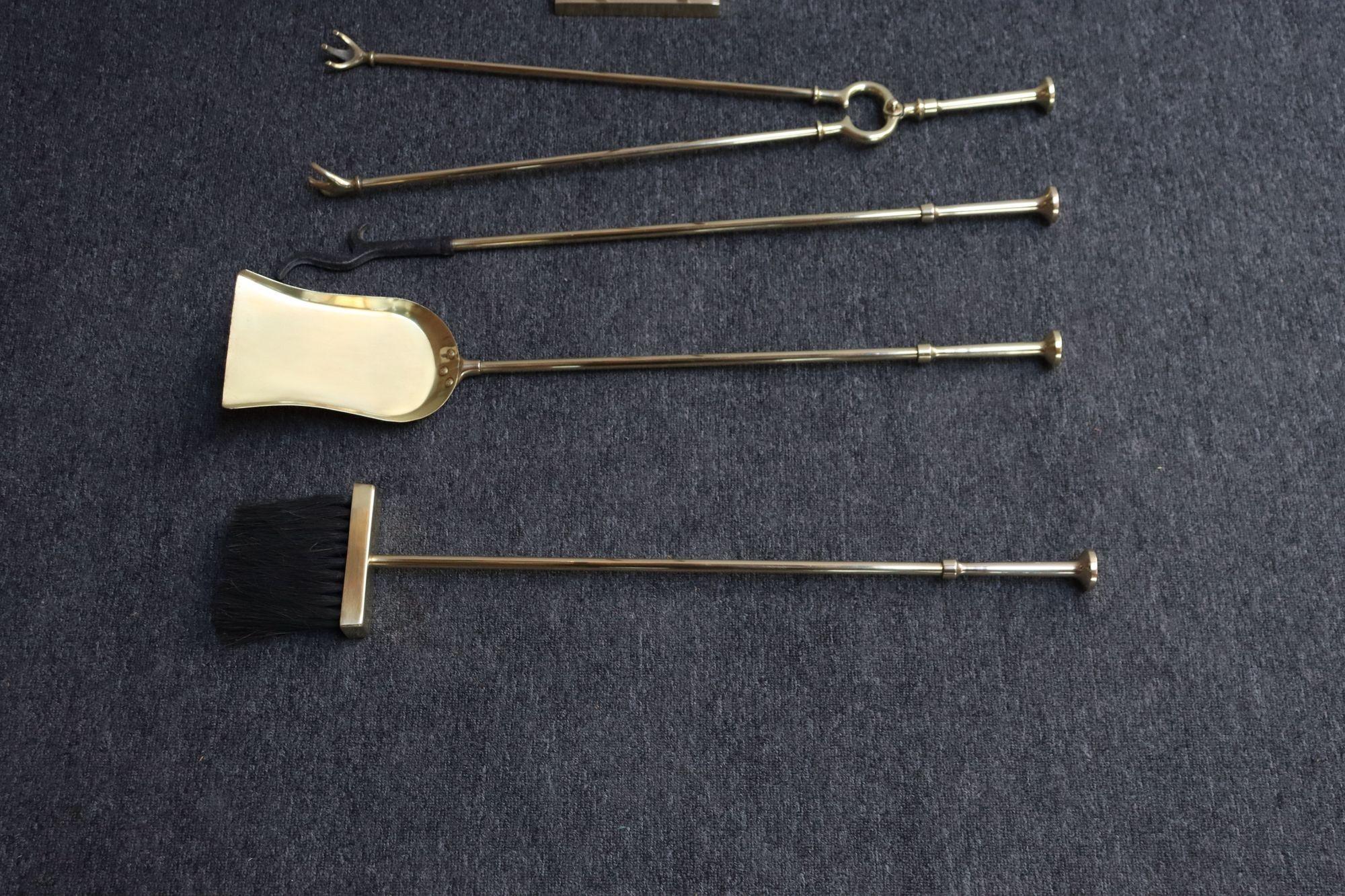 Mid-Century Modern Brass Fireplace Tool Set 12