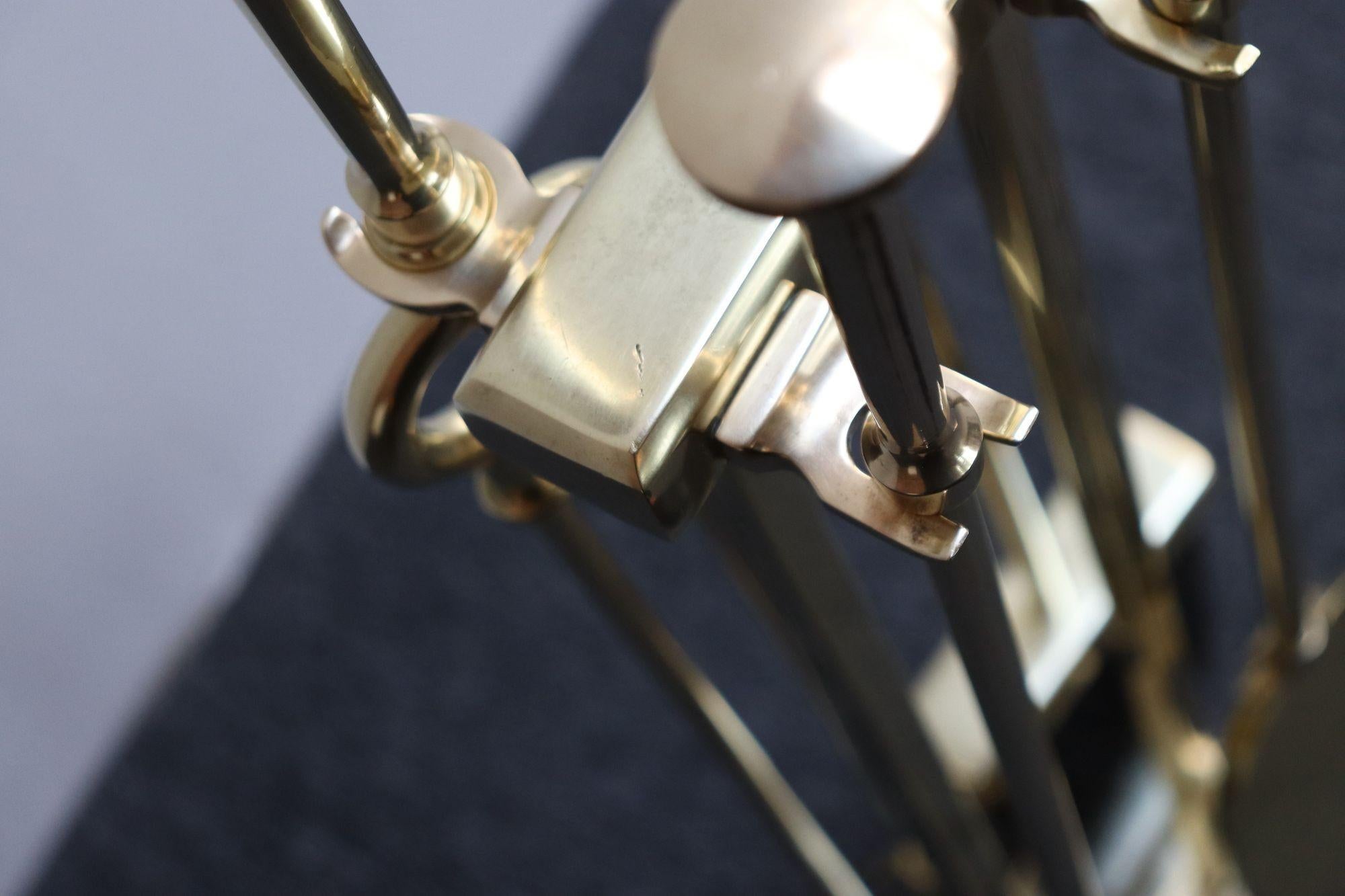 Mid-Century Modern Brass Fireplace Tool Set 3