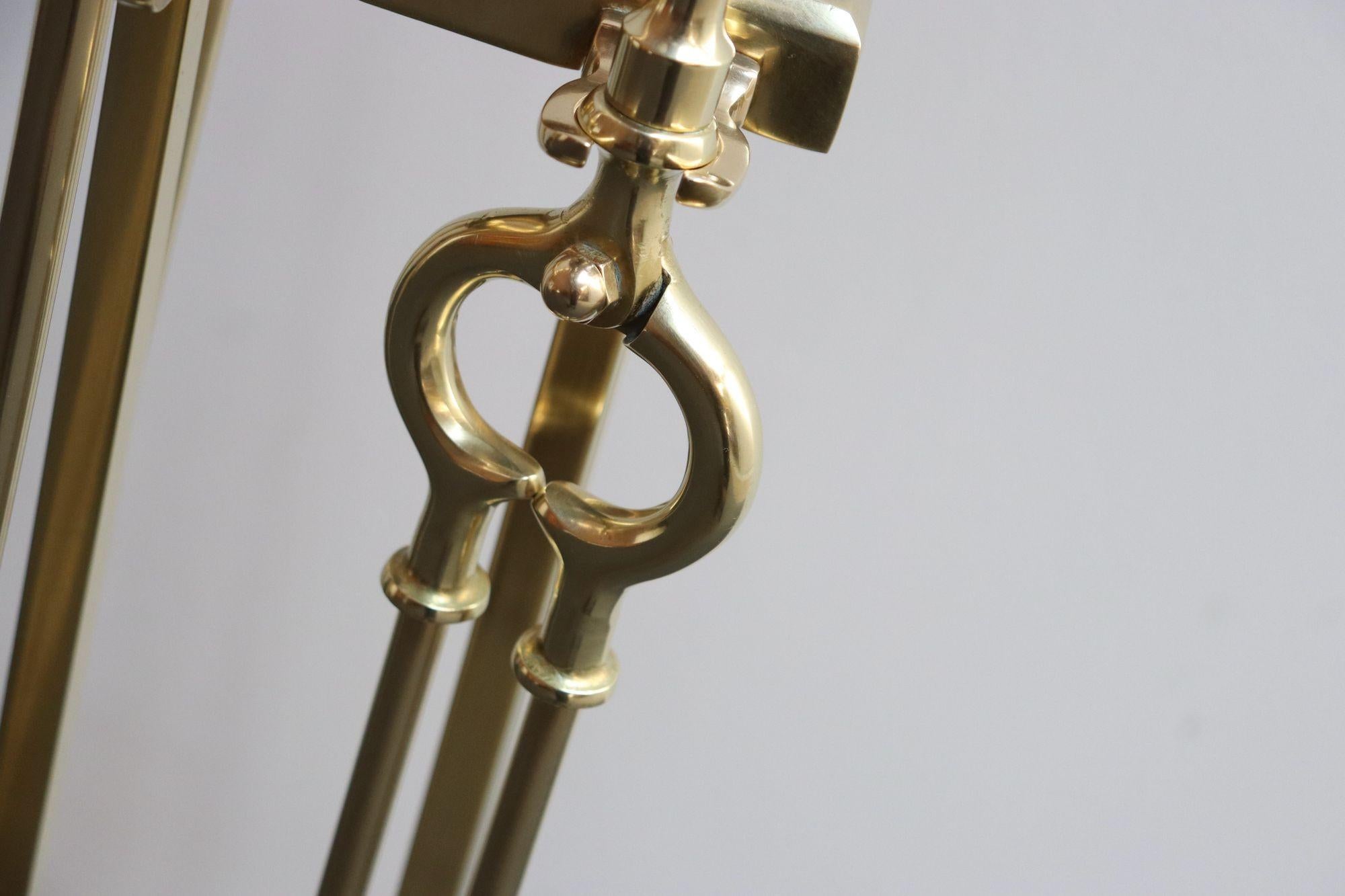 Mid-Century Modern Brass Fireplace Tool Set 4