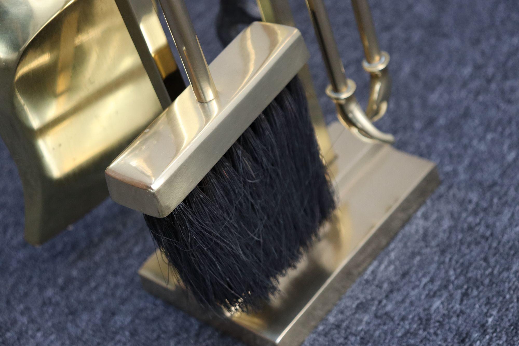 Mid-Century Modern Brass Fireplace Tool Set 7