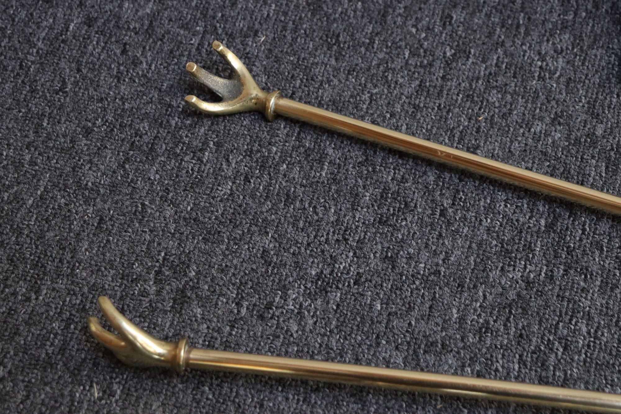 Mid-Century Modern Brass Fireplace Tool Set 5