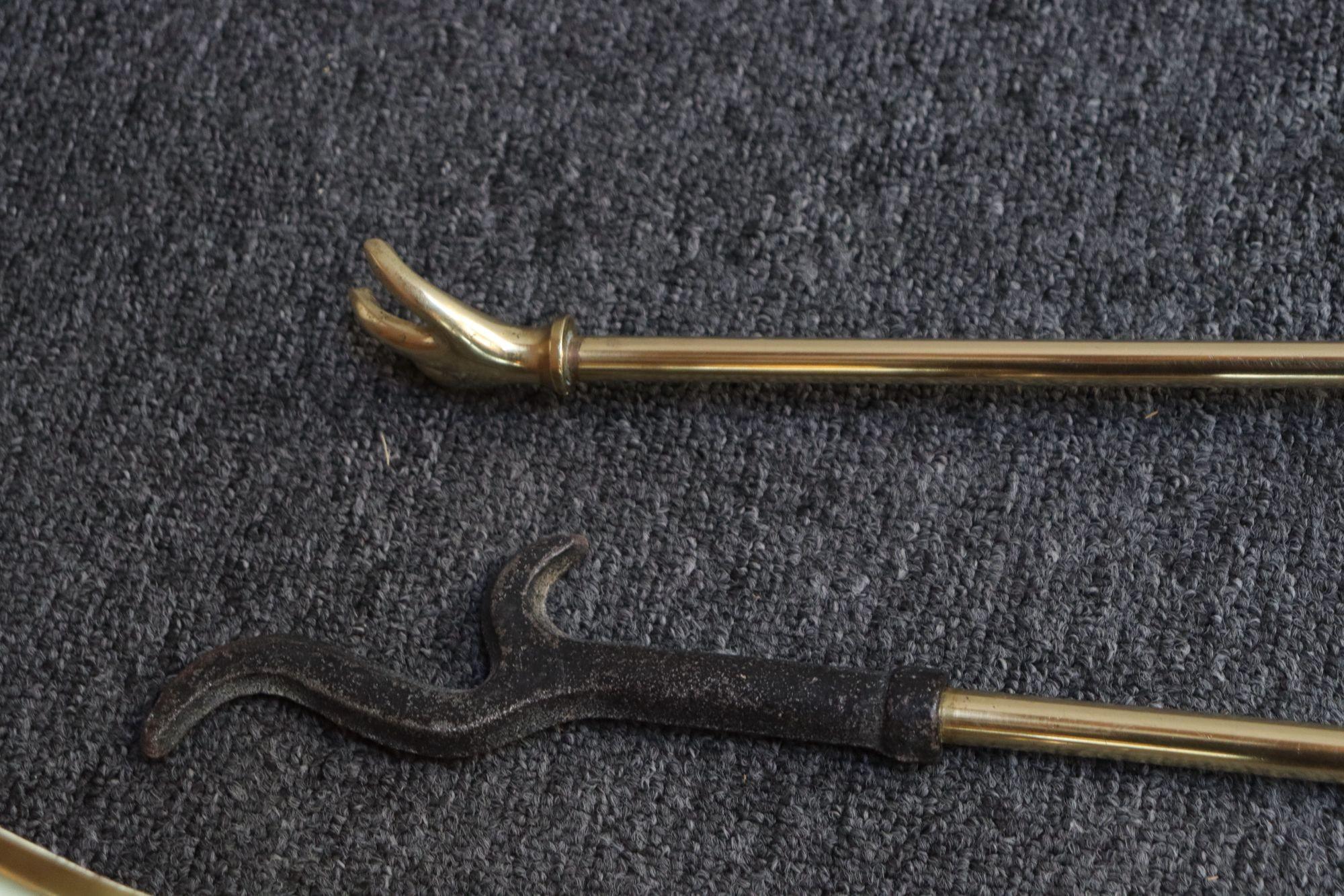 Mid-Century Modern Brass Fireplace Tool Set 8